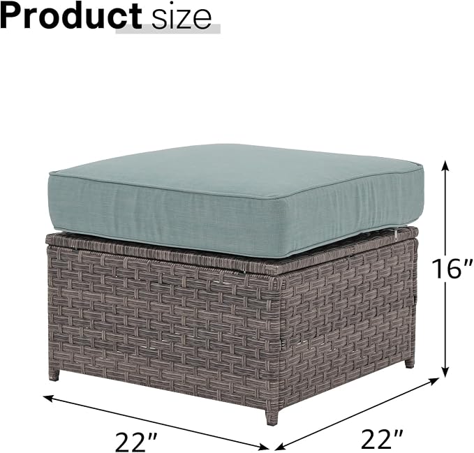 SUNSITT Outdoor Patio Ottoman Set of 2, All Weather Rattan Outdoor Ottoman Set - Image 2