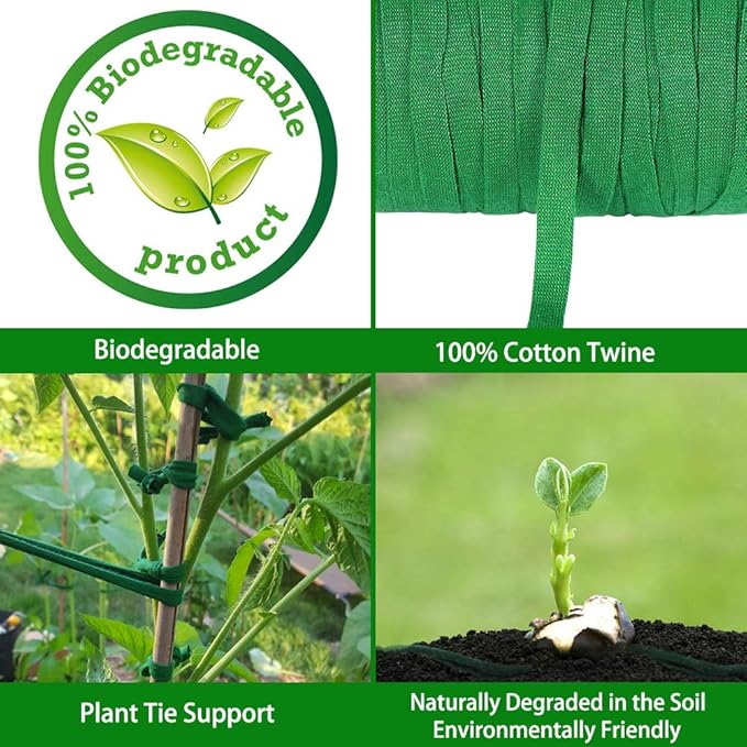 Plant Ties, 164 Feet 8mm Green Garden Twine Soft Garden String Stretchy Tree - Image 4