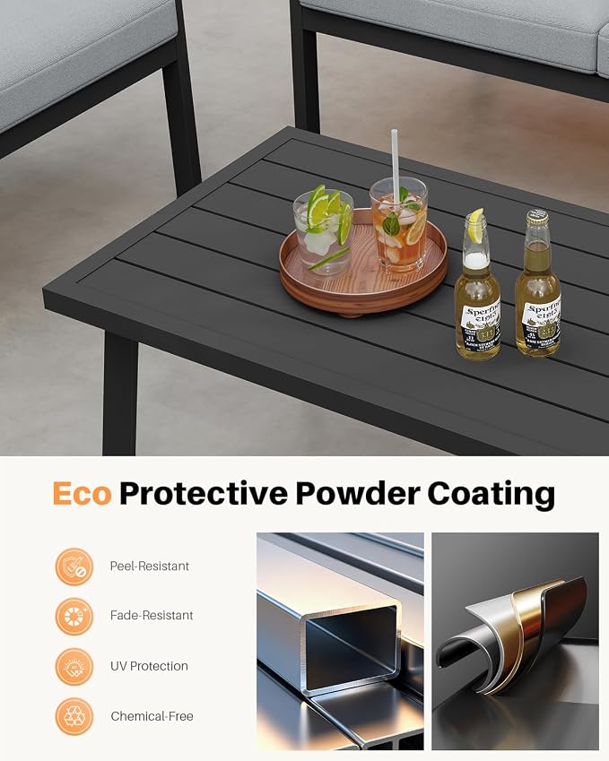 Patio Coffee Table, Never-Rust Aluminum Outdoor Coffee Table - Image 6