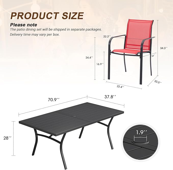VICLLAX 9 Pieces Patio Outdoor Dining Set - Image 2