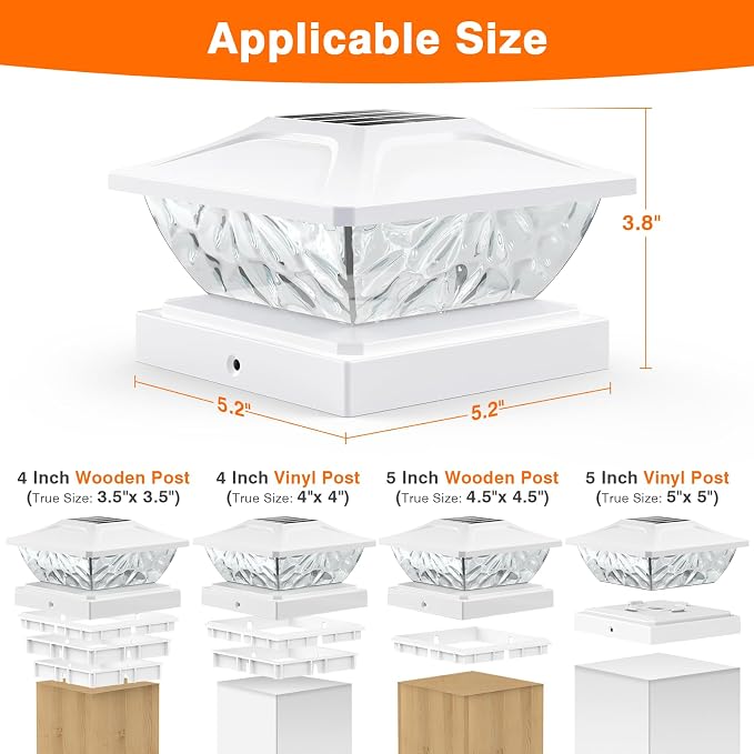 8 Pack Solar Post Cap Lights, 2 Mode Bright Solar Post Lights Outdoor - Image 4