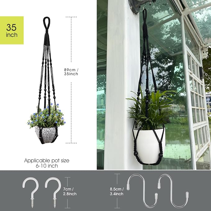 RIFNY Macrame Plant Hanger for 5 to 10 Inch Plant Pots, 35 Inch Woven Rope - Image 3