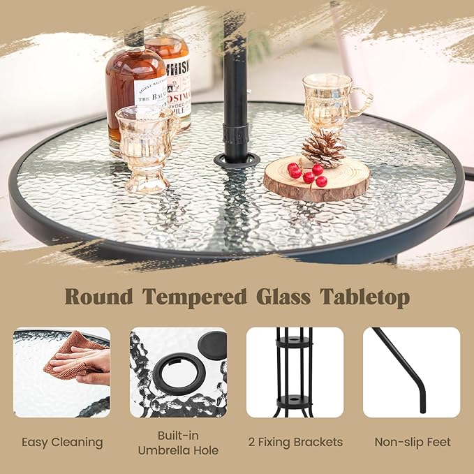 Giantex 4-Piece Outdoor Bar Set, Round High Top Bar Table - Image 7