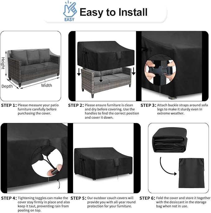OutdoorLines Outdoor Waterproof Patio 3-Seater Couch Cover - Image 6