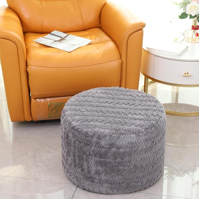 Asuprui Round Footstool Ottoman, 20x14 Inches Multi-Functional Modern Foot Stool - Image 4