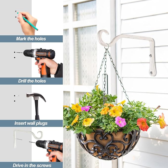 BOLITE Plant Hangers, 6 Inch Hanging Plant Brackets Outdoor Indoor, Wall Hooks - Image 7