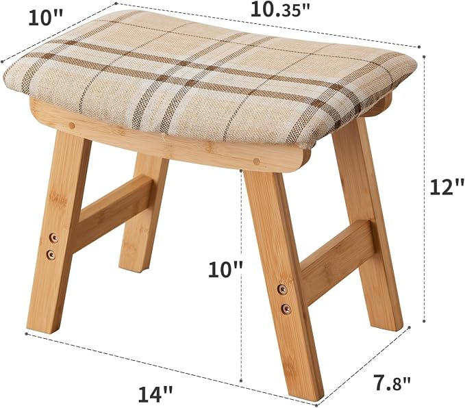 Foot Stool, Bamboo Small Sofa Foot Rest Under Desk, Extra Seating - Image 2