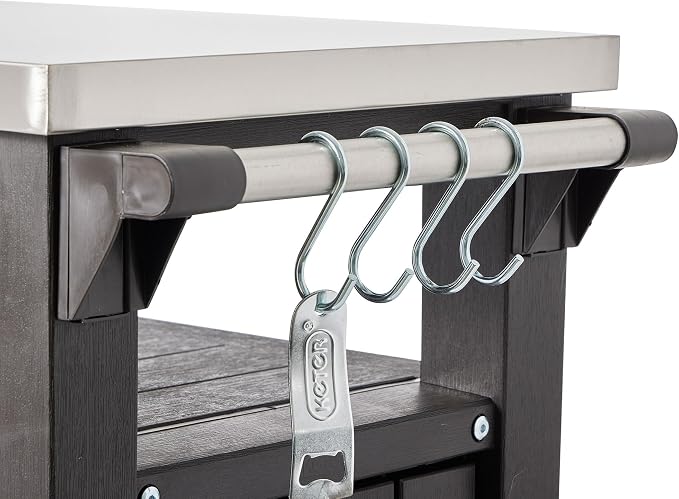Keter Outdoor Grill Prep Table & Serving Cart, Stainless Steel Top, 40 Gal - Image 8
