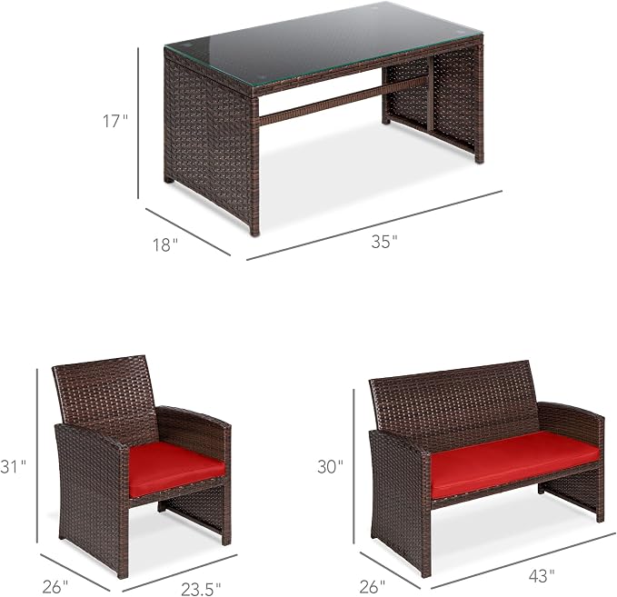 Best Choice Products 4-Piece Outdoor Wicker Patio Conversation Furniture Set - Image 7