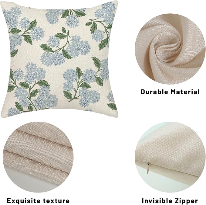 Spring Pillow Covers 20x20 Inch 2 Pcs Navy Blue Sage Green Hydrangea Flower - Image 7