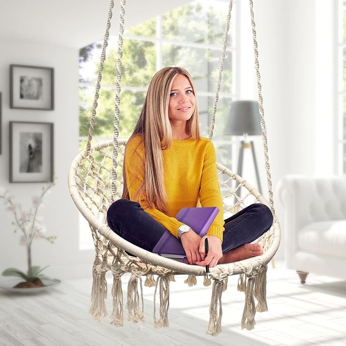 Sorbus Stylish Boho Swing Chair - Image 2