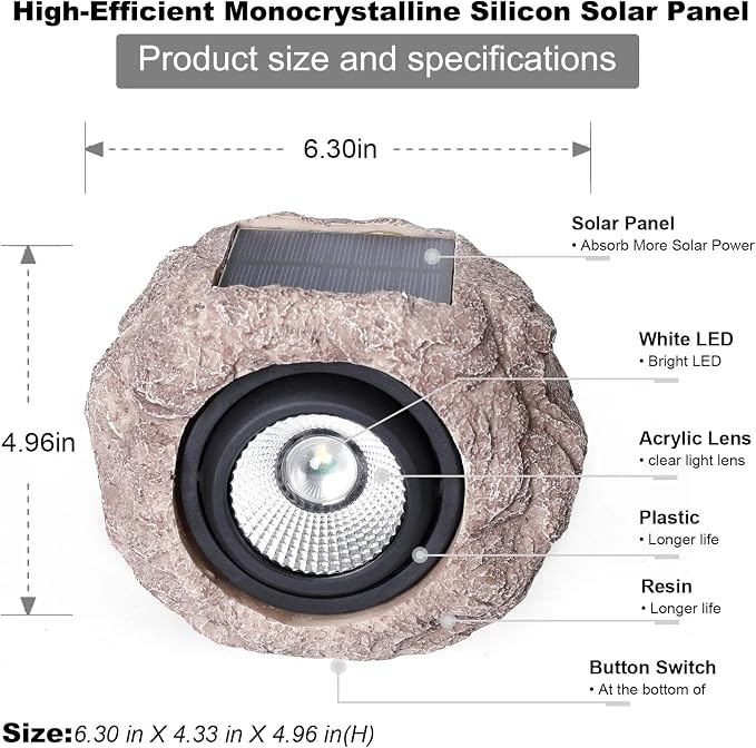 Solar Garden Rock Lights Outdoor - Image 9