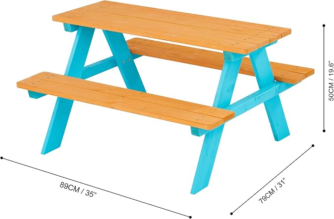 Teamson Kids - Wooden Outdoor Child Children Kids Picnic Table & Chair Bench - Image 5