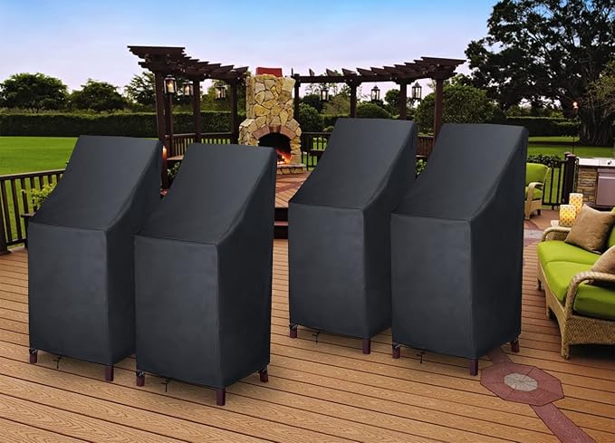 High Back Patio Chair Cover, Stackable Outdoor Covers, Durable 600D Oxford - Image 7