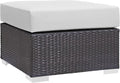 Modway Convene Wicker Rattan Outdoor Patio Square Ottoman in Espresso White by Modway