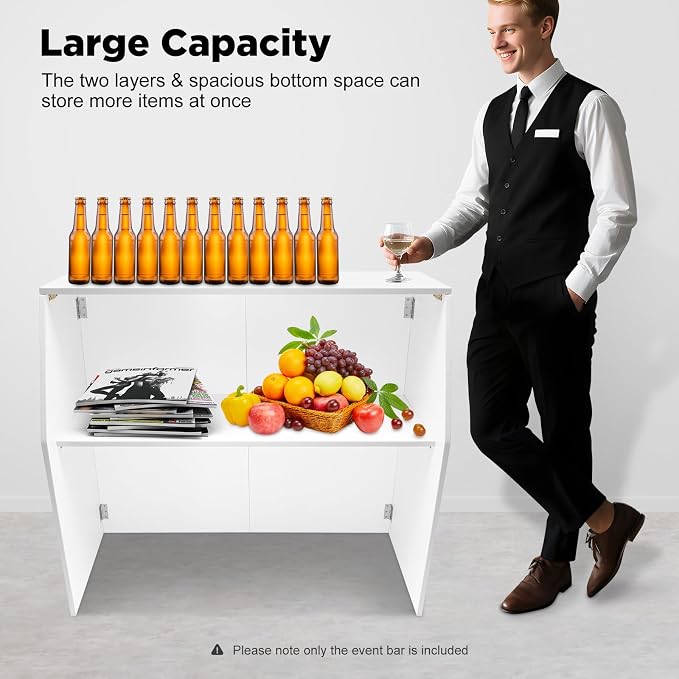 43''*48''*20'' Portable Event Bar, Folding Party Counter Mobile Drink Table - Image 6