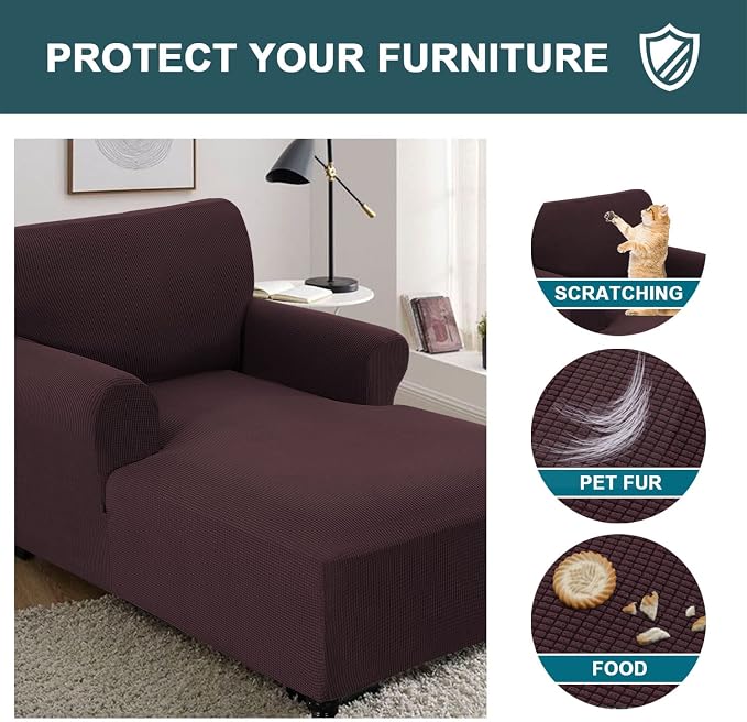 FantasDecor Chaise Lounge Cover Stretch Chair Lattice Slipcover - Image 5