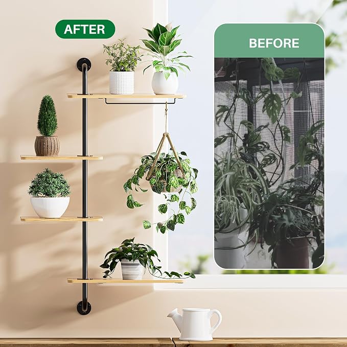 YUOROS Window Shelf for Plants, 4-Tier Rotating Window Sill Plant Shelves Stand - Image 5