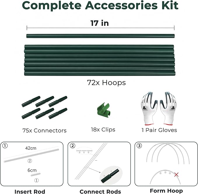 Gardzen Garden Hoops for Raised Beds Greenhouse Hoops, DIY Kit for Row Cover - Image 5