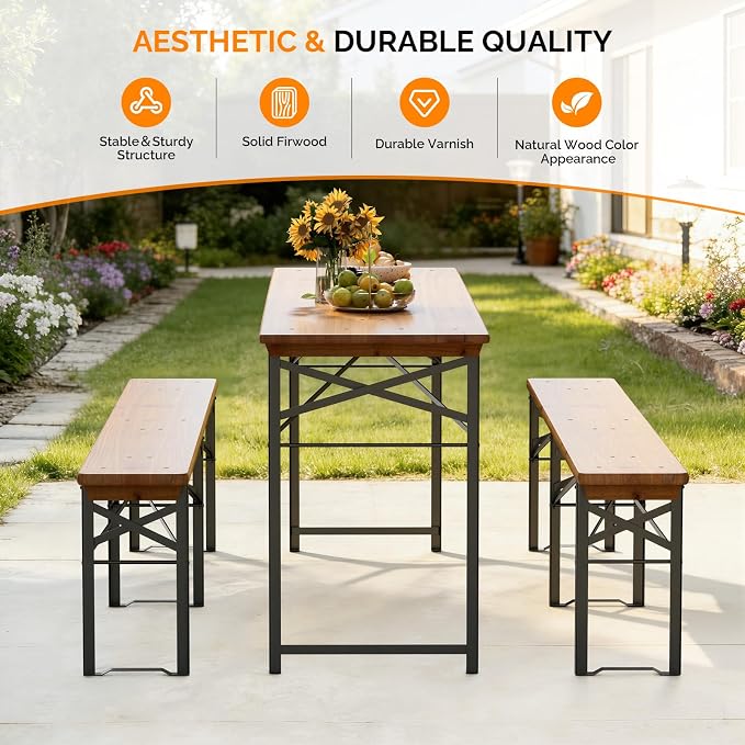 VINGLI 70 Inch Folding Picnic Tables - Image 4