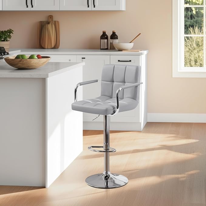 Yaheetech Bar Stools Set of 3, PU Leather Adjustable Barstools - Image 7