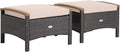 Tangkula 2 Piece Patio Rattan Ottomans, Outdoor Wicker Footstool w/Acacia Wood by TANGKULA