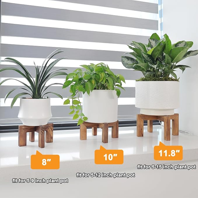 Plant Stand, Indoor/Outdoor Wood Plant Holder, Single Flower Pot Stand - Image 2