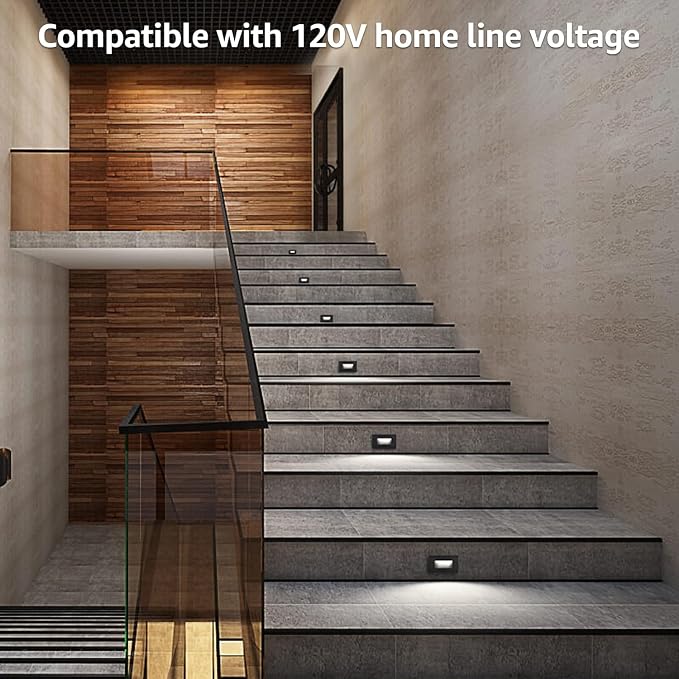LEONLITE Black 5CCT 120V LED Step Lights, 3.5W 150LM 5%-100% Dimmable - Image 6