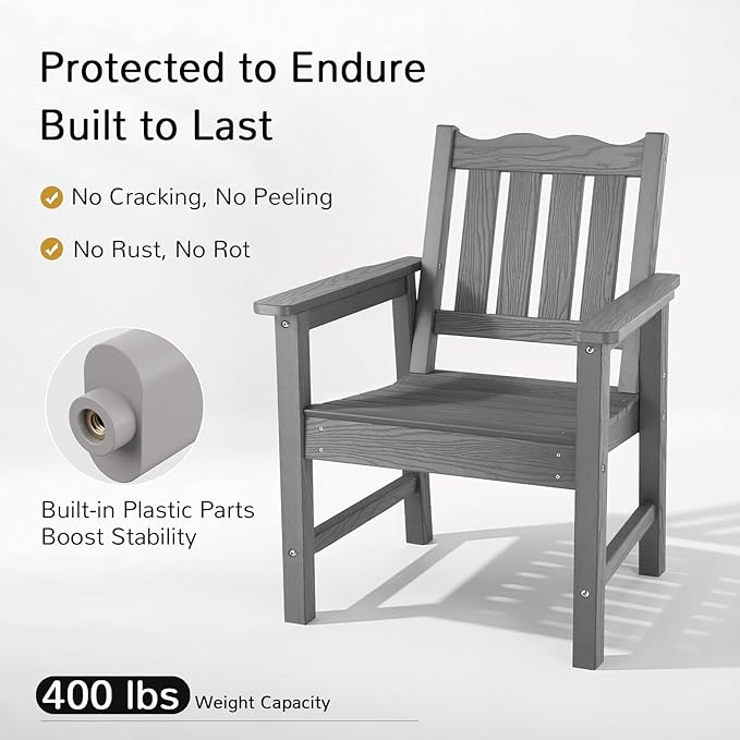 Stoog 3 Piece Patio Dining Sets, All-Weather Outdoor Chairs Set of 2 - Image 4