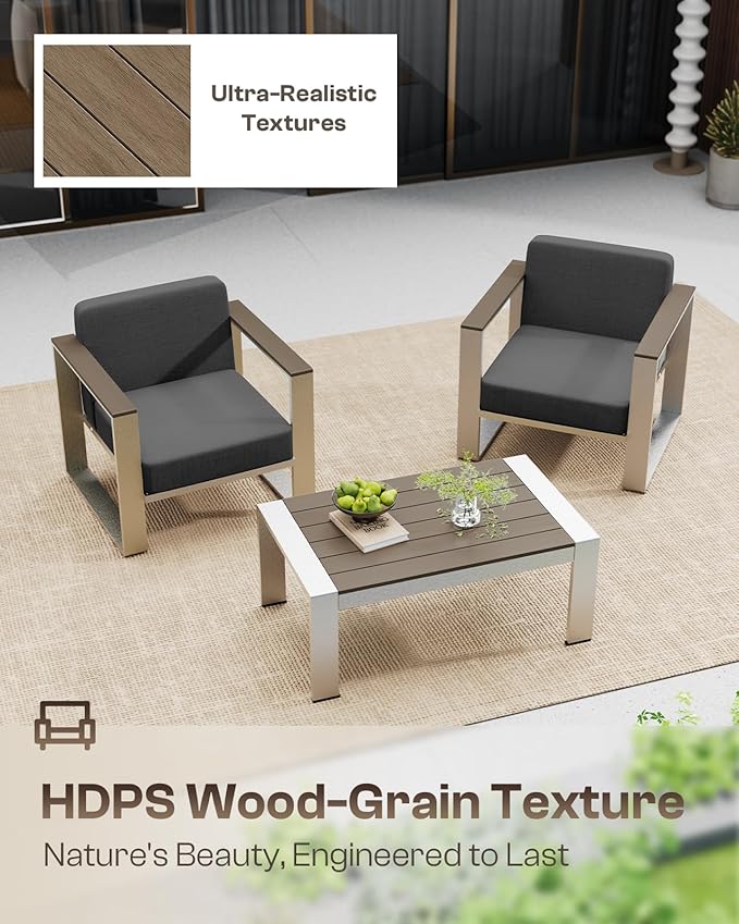 Aluminum Patio Furniture Set, 5 Seats Outdoor Patio Conversation Sets - Image 4