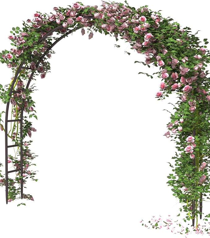 Queension Metal Arch Backdrop Stand 7Ft Wide 7.7Ft High, Wedding Arch Frame by Queension