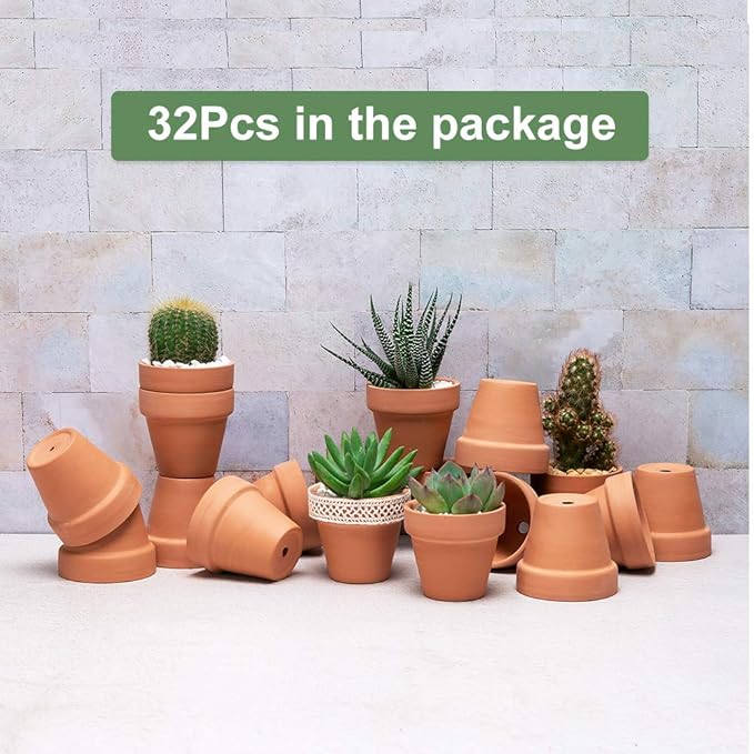32pcs Small Mini 2" Terracotta Pot Clay Ceramic Pottery Planter, Cactus Flower - Image 7