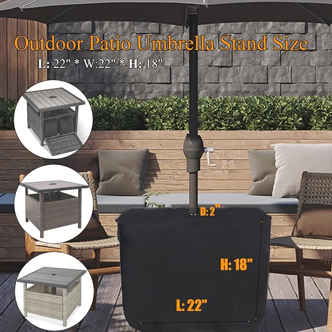 Cover for Patio Table with Umbrella Hole, Waterproof Rattan Wicker Umbrella - Image 3