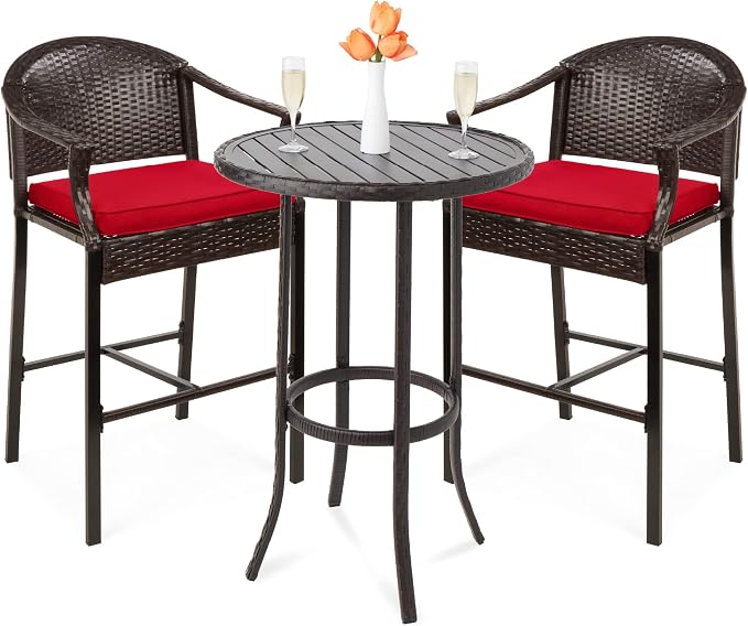 Best Choice Products 3-Piece Patio Bar Table Set, Outdoor Wicker Bar Height by BestChoiceProducts
