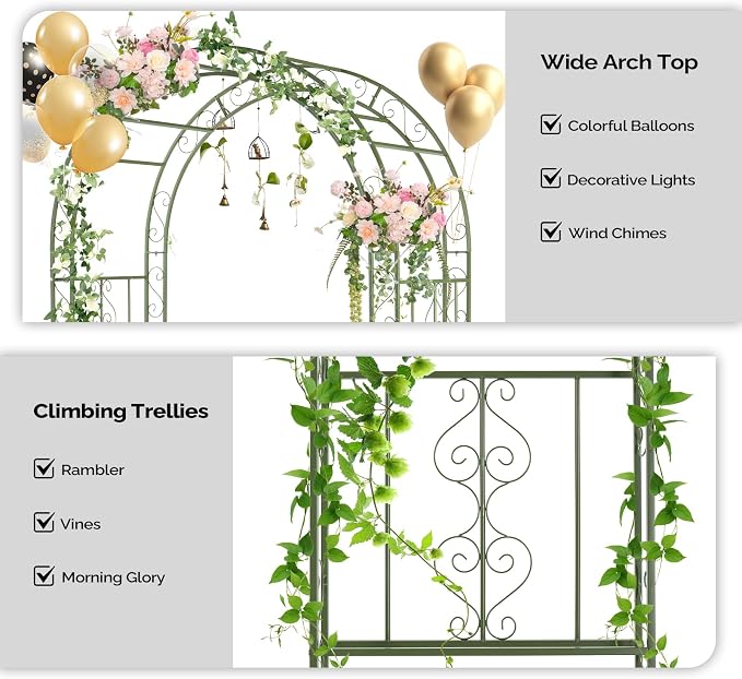Outvita Garden Arch Arbor, Heavy Duty Metal Arbour Archway, Decorative Frame - Image 5
