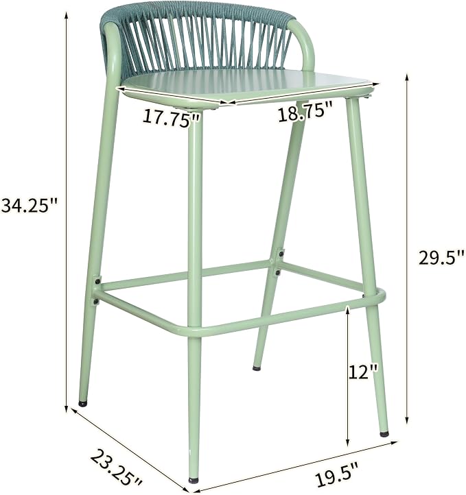 Christopher Knight Home Hearth 29.5"H Patio Barstools Set of 2, Aluminum Frame - Image 2