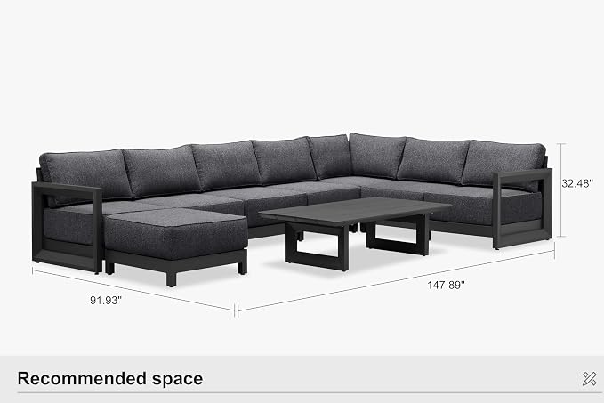PURPLE LEAF Patio Furniture Set U-Shaped Outdoor Couch - Image 9