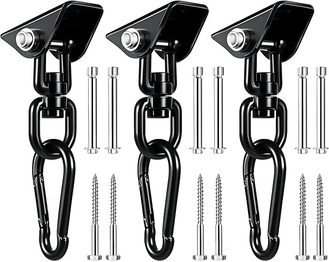 Hammock Hanging Kit, 360° Rotating Heavy Duty Swing Chair Hook 1200 lbs Capacity by QIWYMHW