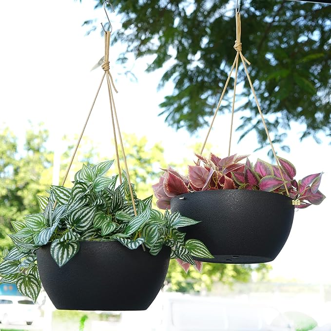 13 Inch 2 Pack Large Hanging Planters - Image 3