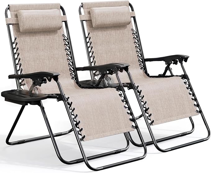 Nestl Zero Gravity Chairs Set of 2, Patio Lounge Chair Outdoor by Nestl