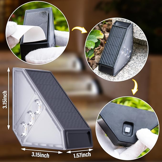 ROSHWEY Solar Stair Lights Outdoor Waterproof, 16 Pack Step Lights - Image 5