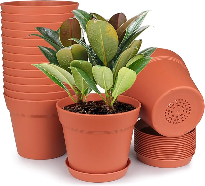 homenote Pots for Plants, 15 Pack 6 Inch Plastic Planters by HOMENOTE