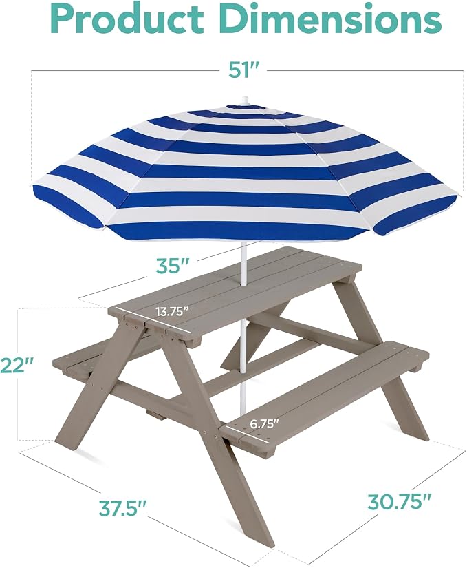 Best Choice Products Wooden Kids Picnic Table - Image 3