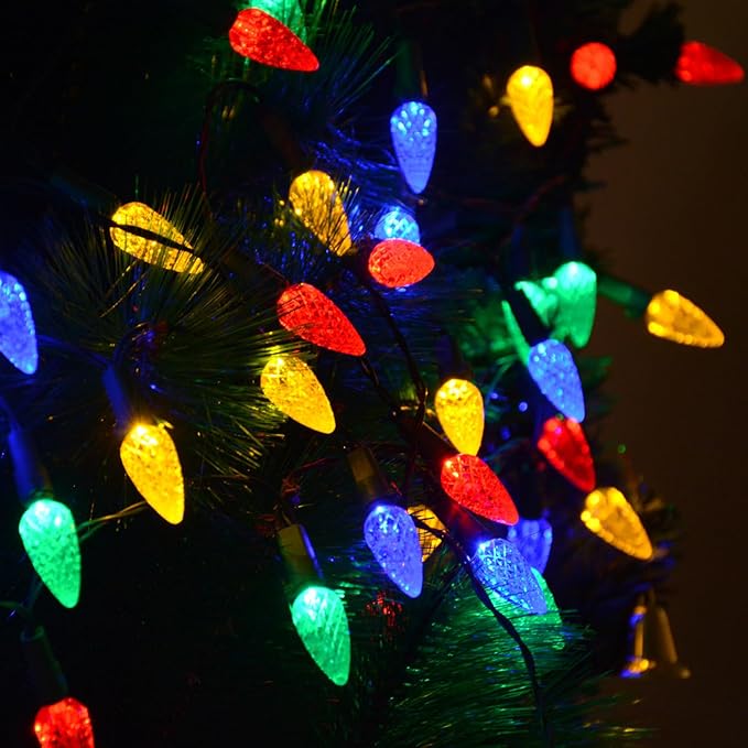 2 Pack Solar Christmas Lights Outdoor C6 Strawberry String Lights, LED - Image 6