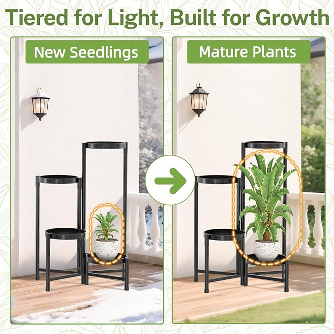 iDavosic.ly Plant Stand Indoor Outdoor, 4 Tier Corner Metal Flower Display - Image 7