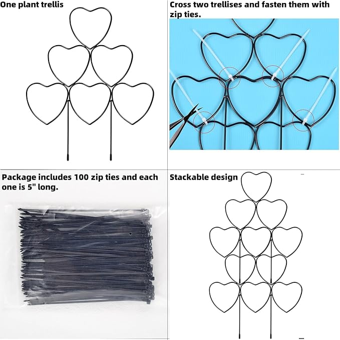 Garden Plant Trellis for Indoor Plants, Stackable Heavy Duty Metal Trellis - Image 5