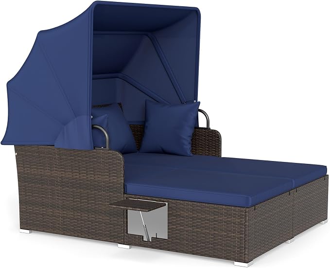 ORALNER Outdoor Daybed, 2-Person Wicker Patio Sofa - Image 8