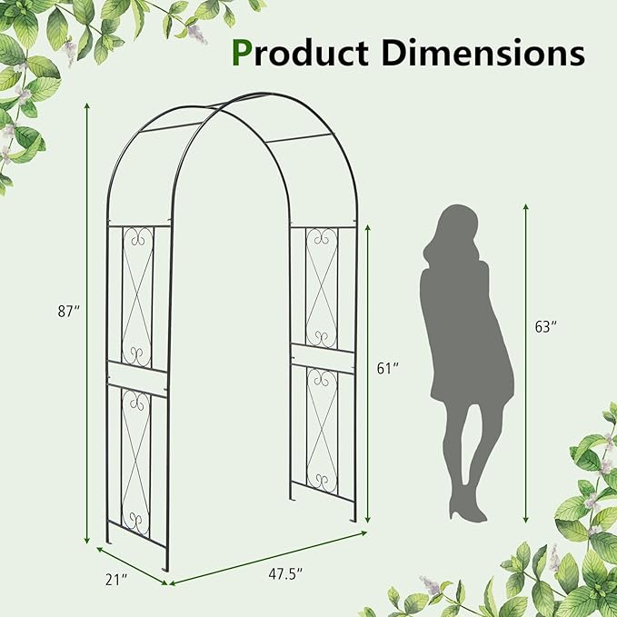Moccha Garden Arch, 7.2Ft Metal Arbor - Image 8