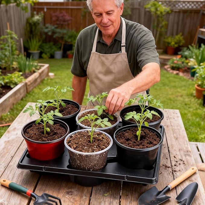 6 Cell Round Nursery Pot Trays for 6 Inch Pots, Thickened Sturdy Seedling Pot - Image 5