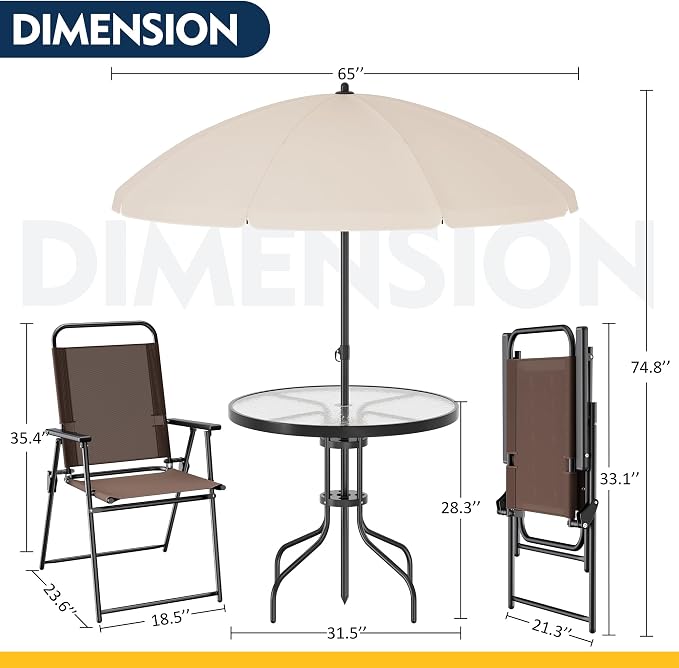 Shintenchi 6 Piece Patio Dining Set - Image 5